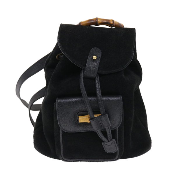GUCCI Bamboo Backpack Suede Black 003.1705.0030 Auth 49982 - Picture 13 of 16